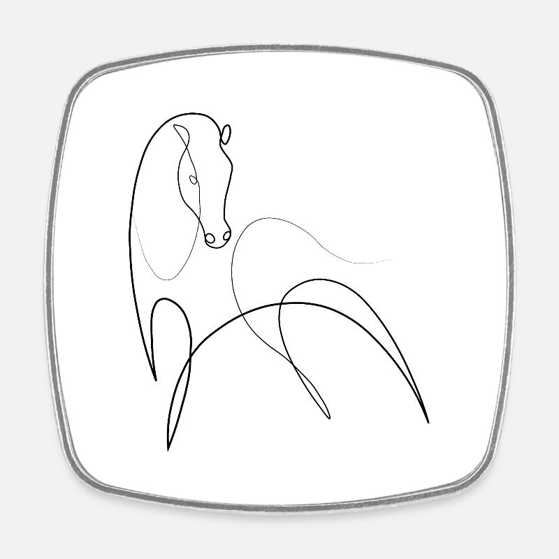 Cheval - Magnet carré - blanc