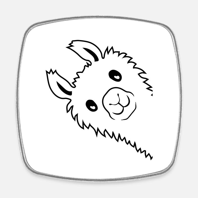 Lama regarde latéral - Magnet carré - blanc