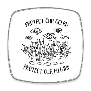 Protège Notre Océan Plastique Pollution - Magnet carré - blanc - Devant