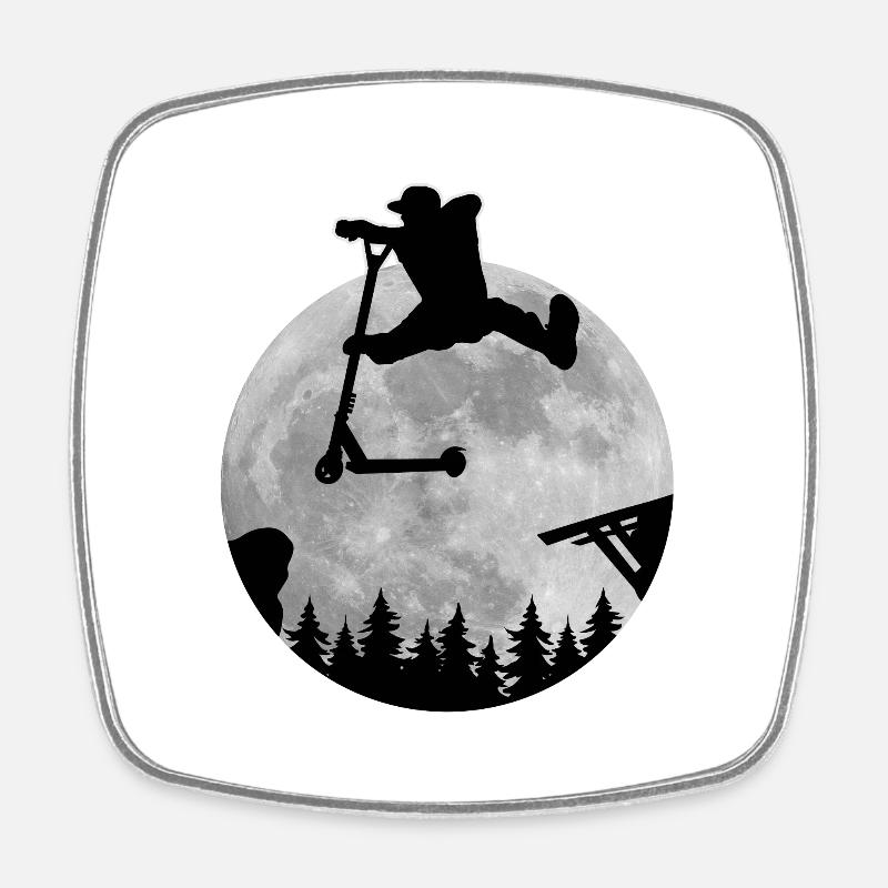 Escooter Scooter Stunt Trick Moon - Square fridge magnet - white