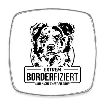 BORDERFIZIERT Border Collie Hunde Spruch Wilsigns - Viereckiger Kühlschrankmagnet - Weiß - Vorne