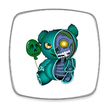 Skull Teddybär Skelett Halloween Geschenkidee - Viereckiger Kühlschrankmagnet - Weiß - Vorne