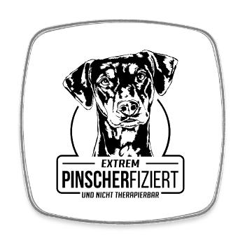 PINSCHERFIZIERT Deutscher Pinscher Hunde Wilsigns - Viereckiger Kühlschrankmagnet - Weiß - Vorne