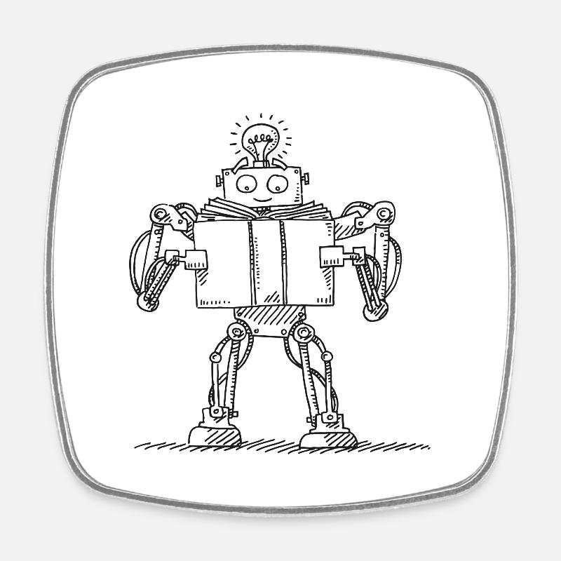 Robots Livre Lire Machine Learning Symbole d’IA - Magnet carré - blanc