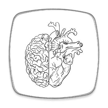 Avec le cœur et le cerveau - Magnet carré - blanc - Devant