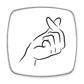 Finger Heart Coréen K Pop - Magnet carré - blanc - Devant