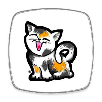 Drôle de chaton mignon. Charmant chaton qui rit. Miaou. - Magnet carré - blanc - Devant