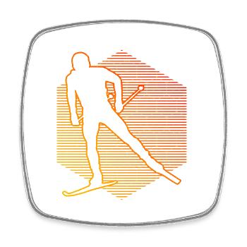 Ski de fond Classique Ski de fond Ski de fond Patinage - Magnet carré - blanc - Devant