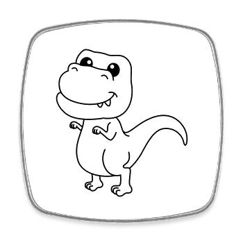 Dinosaur T-Rex Comic - Square fridge magnet - white - Front