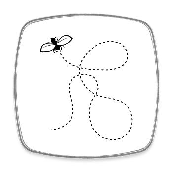 Mouche de ligne en pointillés - Magnet carré - blanc - Devant
