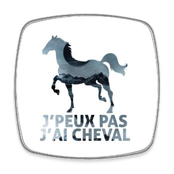 J'peux pas j'ai cheval cadeau parfaite cheval - Magnet carré - blanc - Devant