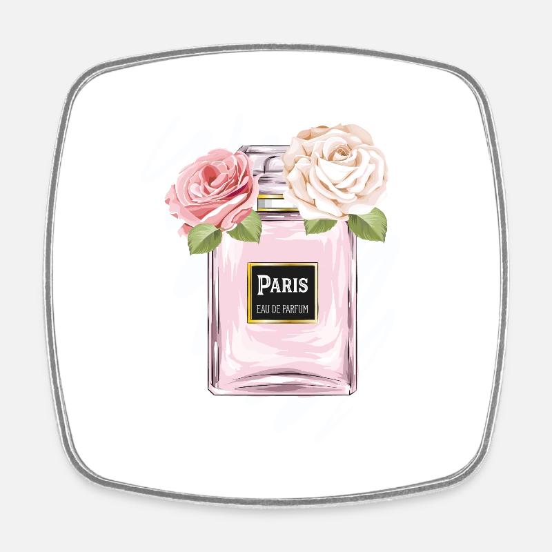 Flacon de parfum avec des roses aquarelles - Magnet carré - blanc