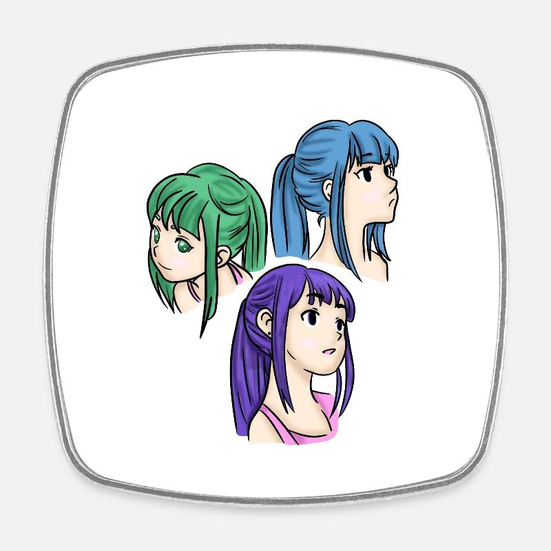 The triplets 💚💜💙 - Square fridge magnet - white