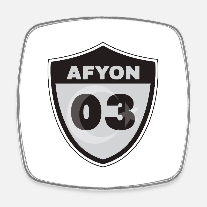 Afyon - Viereckiger Kühlschrankmagnet - Weiß