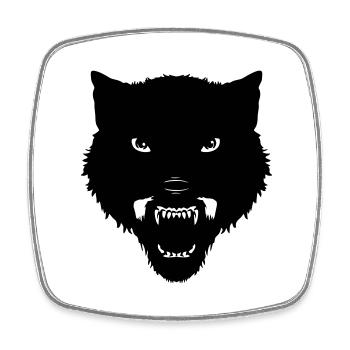 tete de loup noir - Magnet carré - blanc - Devant