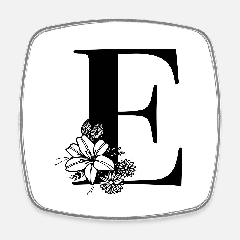Letter E - Square fridge magnet - white