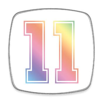 11 Numéro coloré - Magnet carré - blanc - Devant