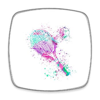 tennis,racket,ball,graffiti,blue,painting,colorful - Square fridge magnet - white - Front
