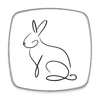 Hase Line Art - Minimalistisch - Viereckiger Kühlschrankmagnet - Weiß - Vorne