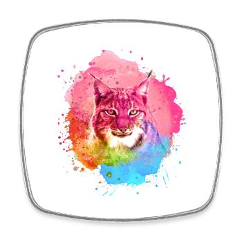 luchs,katze,blau,malerei,aquarell,pink,regenbogen - Viereckiger Kühlschrankmagnet - Weiß - Vorne