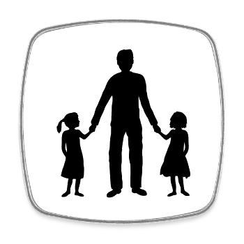 2 Daughters Papa Team - Square fridge magnet - white - Front