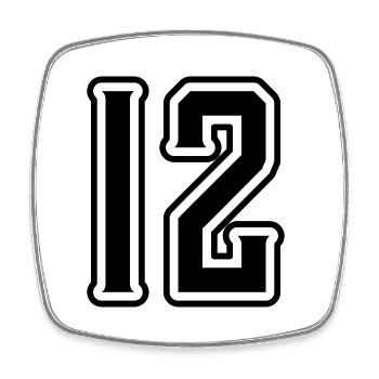 12 Zahl symbol - Viereckiger Kühlschrankmagnet - Weiß - Vorne