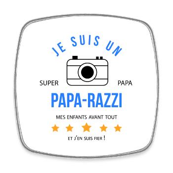 Papa razzi - Magnet carré - blanc - Devant