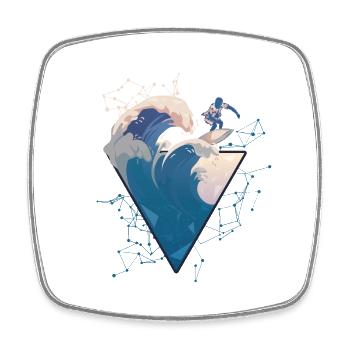 Surfer on the wave - Square fridge magnet - white - Front