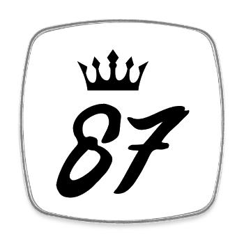 87 Zahl Krone - Viereckiger Kühlschrankmagnet - Weiß - Vorne