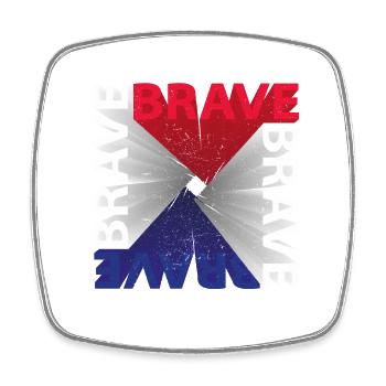 Brave - Square fridge magnet - white - Front