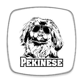 Lustiger PEKINESE cool Sonnenbrille Hunde Hund - Viereckiger Kühlschrankmagnet - Weiß - Vorne