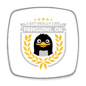 J’aime juste les pingouins - Magnet carré - blanc - Devant