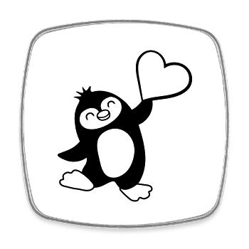Herz zeigender freundlicher Pinguin - Viereckiger Kühlschrankmagnet - Weiß - Vorne