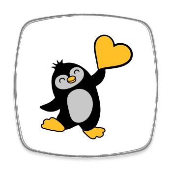 Freundlicher Pinguin zeigt Herz - Viereckiger Kühlschrankmagnet - Weiß - Vorne