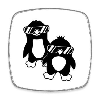 Crew Pinguine 2 Freunde - Viereckiger Kühlschrankmagnet - Weiß - Vorne