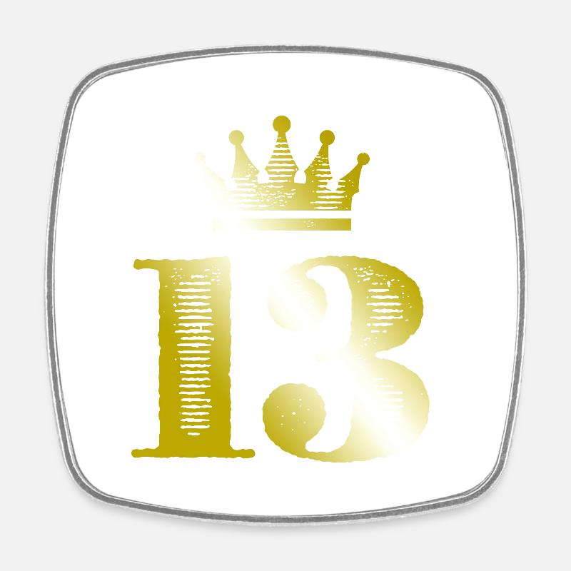 13 Chiffre Couronne Or - Magnet carré - blanc