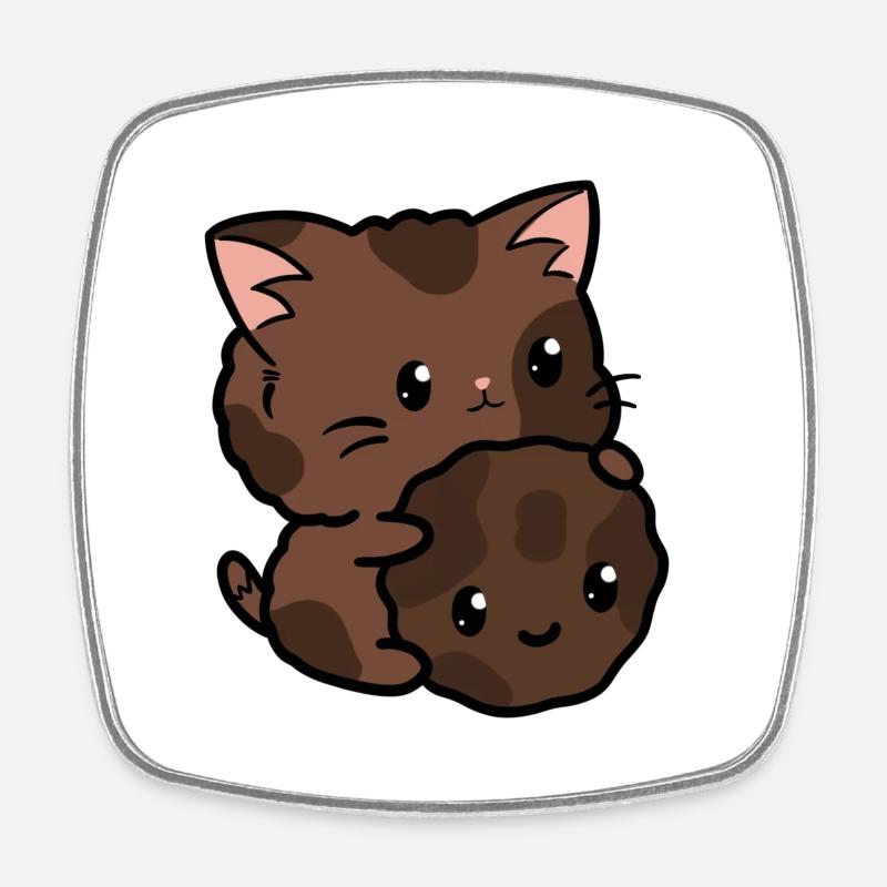 Chat Cooki - Magnet carré - blanc