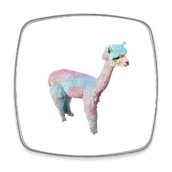 Alpaca, Llama, lama, beige,graffiti,colorful,pastel - Square fridge magnet - white - Front