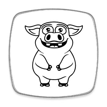 Comic happy little pig - Square fridge magnet - white - Front