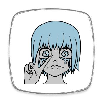 Victory hand sign crying girl - Square fridge magnet - white - Front