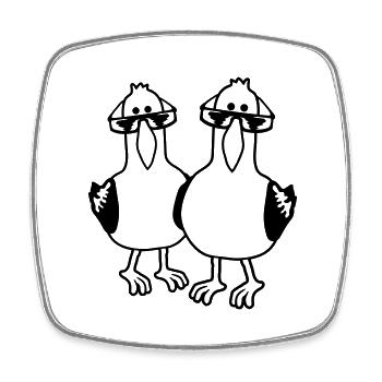 Cartoon 2 Seagull Friends - Square fridge magnet - white - Front