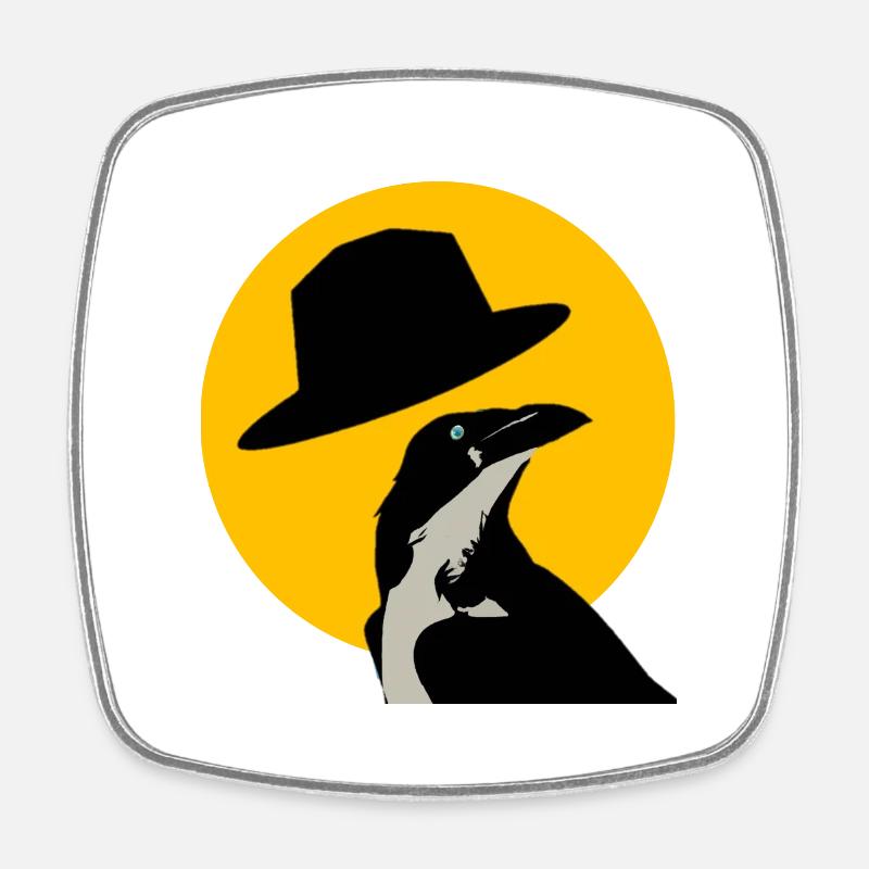 Hat & Crow - Square fridge magnet - white