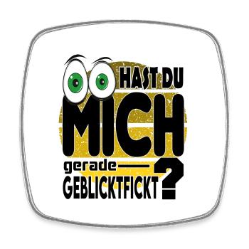 Sprüche Geblicktfickt Lustig Schauen Gucken - Viereckiger Kühlschrankmagnet - Weiß - Vorne