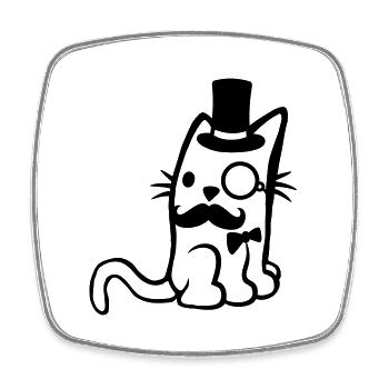 Glasses Monocle Mr. Cat - Square fridge magnet - white - Front