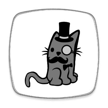 Lunettes monocle Mr. Cat - Magnet carré - blanc - Devant