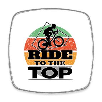 Fahrradfahrer Ride to the Top - Viereckiger Kühlschrankmagnet - Weiß - Vorne