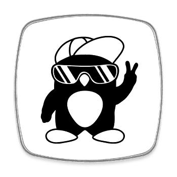 Peace Cool Penguin Hand Signal - Square fridge magnet - white - Front