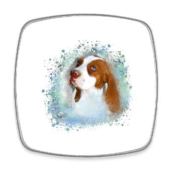 Canaan, dog, graffiti,beige,painting,blue - Square fridge magnet - white - Front