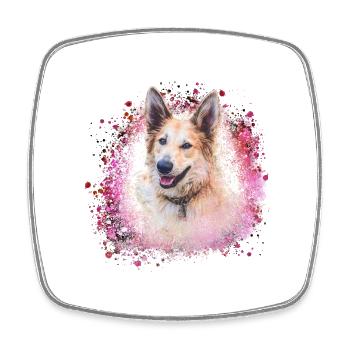 Chinook, chien, graffiti, rose, peinture, - Magnet carré - blanc - Devant