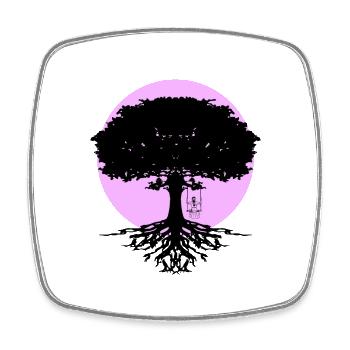 La fille se balance sur l’arbre - Magnet carré - blanc - Devant